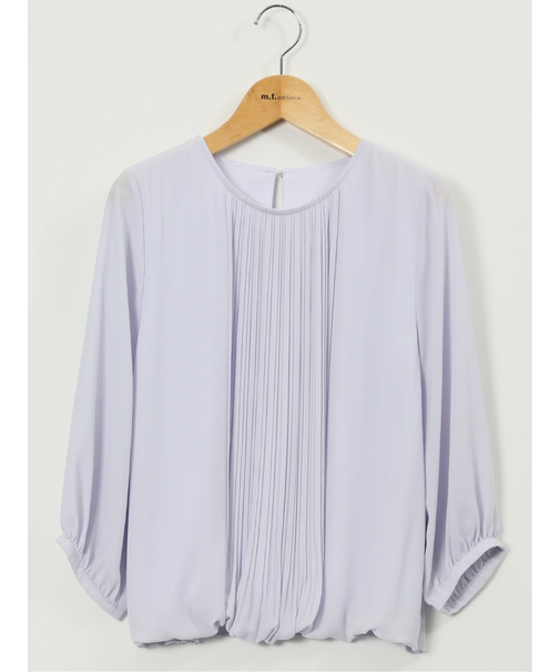 消しプリーツ 7分袖プルオーバーブラウス