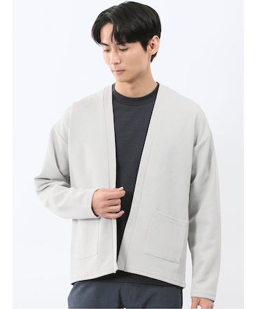 カウラ/Kaule ふくれジャガード ノーカラーカーディガン