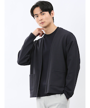 カウラ/Kaule ふくれジャガード ノーカラーカーディガン