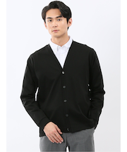 接触冷感ストレッチ シルケットスムス Vネックカーディガン