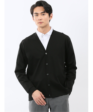 接触冷感ストレッチ シルケットスムス Vネックカーディガン