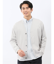 接触冷感ストレッチ シルケットスムス Vネックカーディガン