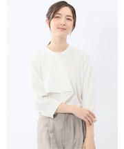 ラッフルフリル 7分袖 プルオーバー ブラウス