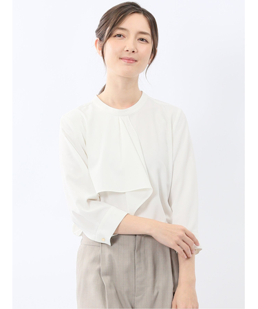 ラッフルフリル 7分袖 プルオーバー ブラウス