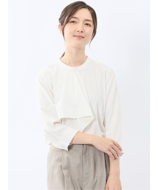 ラッフルフリル 7分袖 プルオーバー ブラウス