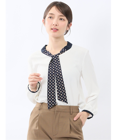 スカーフタイ プルオーバーブラウス