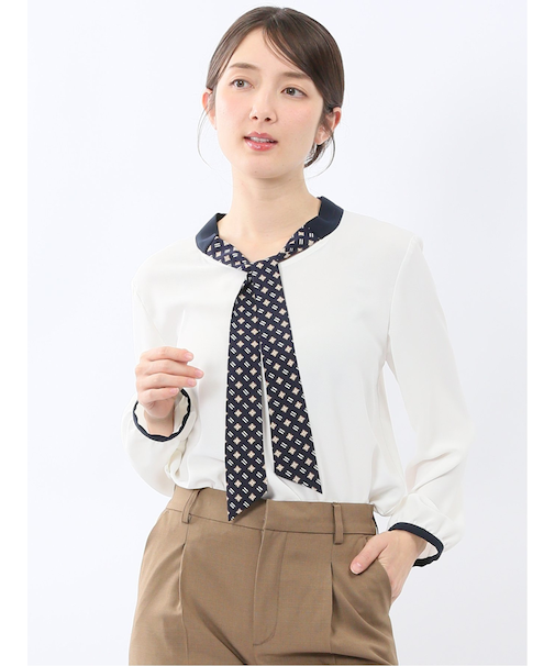 スカーフタイ プルオーバーブラウス