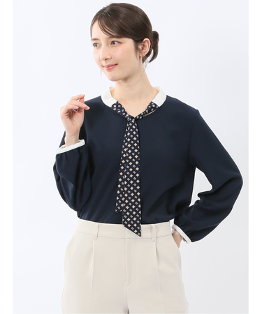 スカーフタイ プルオーバーブラウス