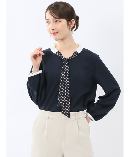 スカーフタイ プルオーバーブラウス