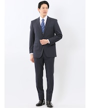 ストレッチウォッシャブル レギュラーフィット 2ボタン2ピーススーツ シャドーストライプ紺