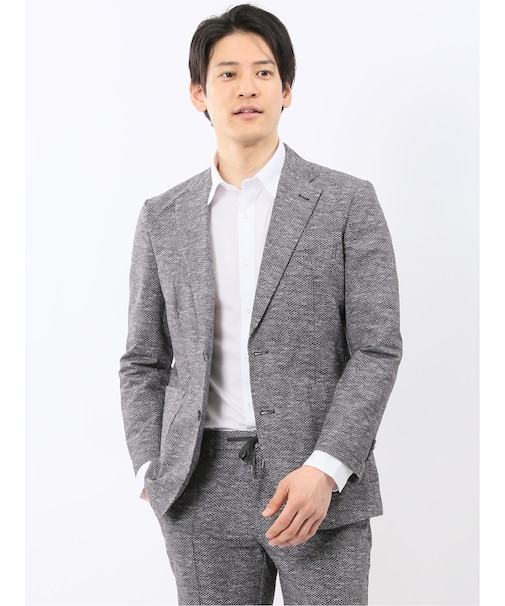 ウォッシャブル メッシュプリント 2ボタン ジャケット(セットアップ可能)