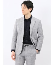 ウォッシャブル メッシュプリント 2ボタン ジャケット(セットアップ可能)