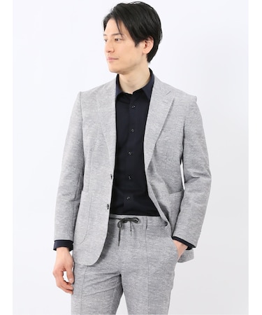 ウォッシャブル メッシュプリント 2ボタン ジャケット(セットアップ可能)