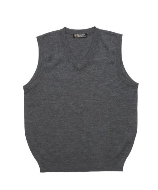 【大きいサイズ】グランバック/GRAND-BACK ウール混無地 Vネックニットベスト