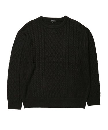 【大きいサイズ】グランバック/GRAND-BACK ウォッシャブル ウール混 アラン柄クルーニット