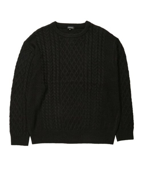 【大きいサイズ】グランバック/GRAND-BACK ウォッシャブル ウール混 アラン柄クルーニット