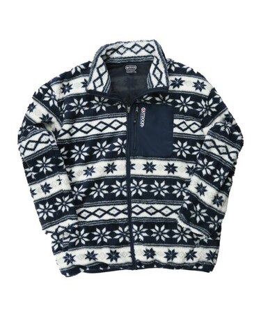 【大きいサイズ】アウトドアプロダクツ/OUTDOOR PRODUCTS ボアフリース 総柄 フルジップジャケット