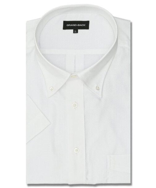 【大きいサイズ】グランバック/GRAND-BACK 綿100% 形態安定 ボタンダウン半袖シャツ