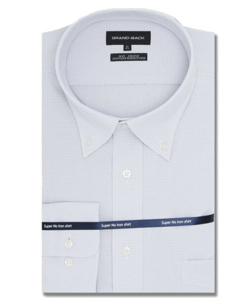 【大きいサイズ】グランバック/GRAND-BACK ノーアイロンストレッチ ボタンダウン長袖ニットシャツ