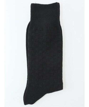 【大きいサイズ】グランバック/GRAND-BACK ストレッチ抗菌防臭 市松柄クルーソックス