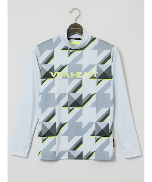 【大きいサイズ】ビバハート/VIVA HEART 3D千鳥 モックネック 長袖Tシャツ