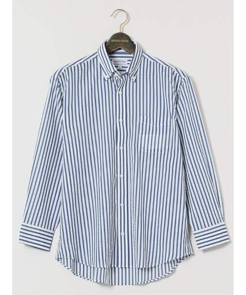 【大きいサイズ】CLASSIC THE BROWNS 日本製 綿リップル ボタンダウン長袖シャツ