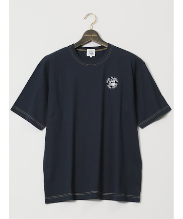 【大きいサイズ】シナコバ/SINA COVA 綿天竺 ワッペン クルーネック半袖Tシャツ