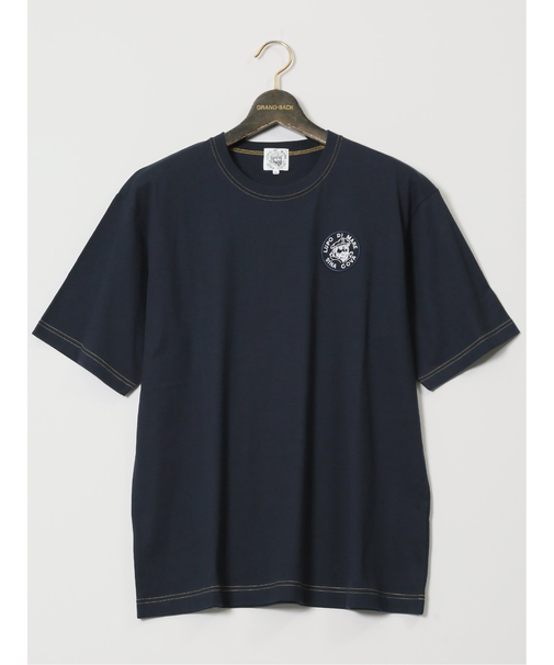 【大きいサイズ】シナコバ/SINA COVA 綿天竺 ワッペン クルーネック半袖Tシャツ