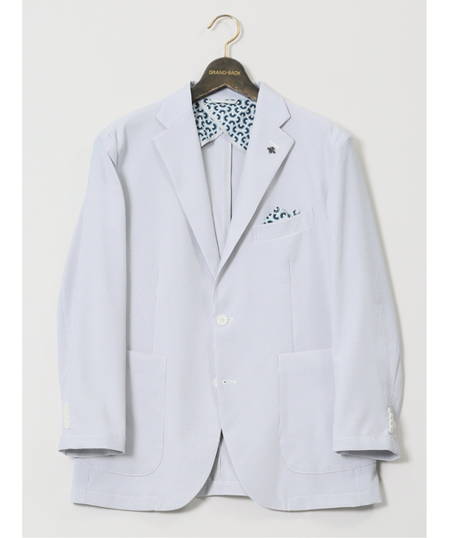 【大きいサイズ】ジーステージ/G-stage シアサッカー 2ボタンジャケット(セットアップ可能)