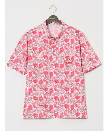 【大きいサイズ】カステルバジャック/CASTELBAJAC ストレッチUV トロピカル柄半袖ポロシャツ