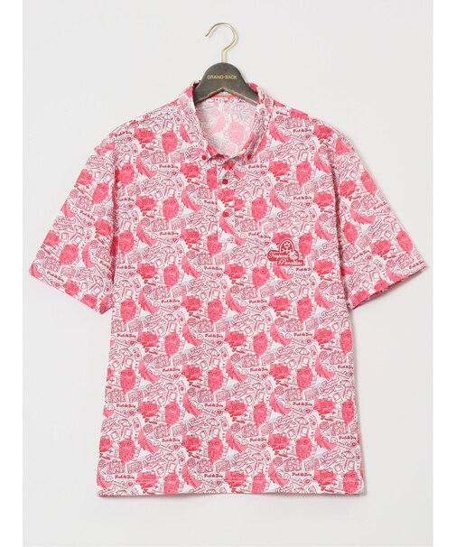 【大きいサイズ】カステルバジャック/CASTELBAJAC ストレッチUV トロピカル柄半袖ポロシャツ