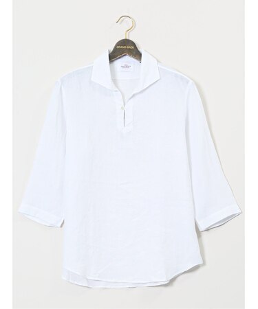 【大きいサイズ】ジーステージ/G-stage リネン 7分袖カプリシャツ