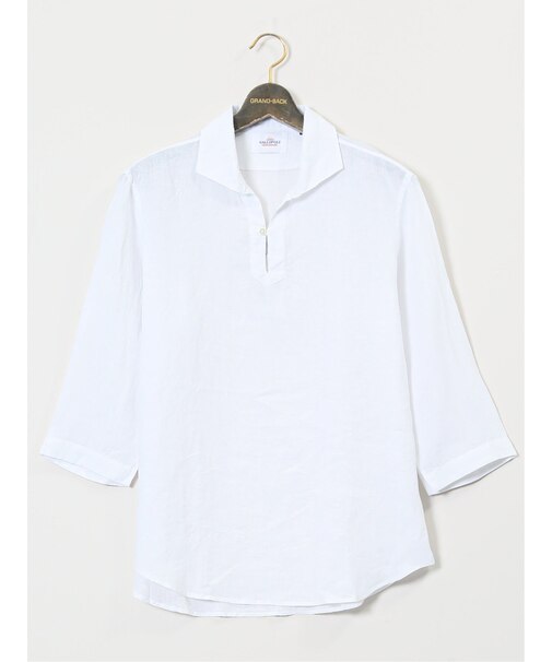 【大きいサイズ】ジーステージ/G-stage リネン 7分袖カプリシャツ