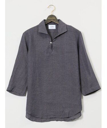 【大きいサイズ】ジーステージ/G-stage リネン 7分袖カプリシャツ