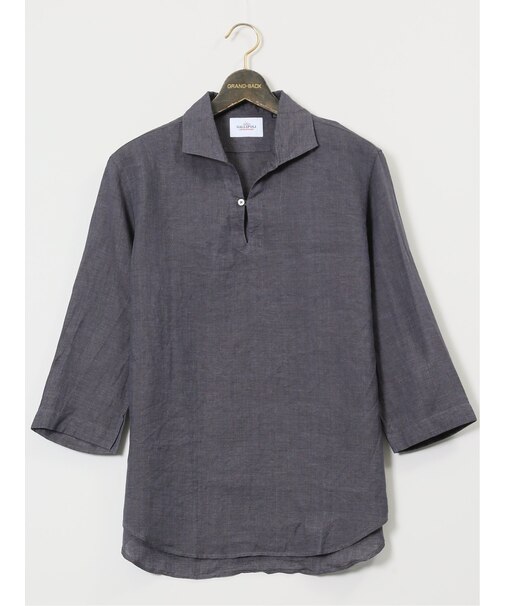【大きいサイズ】ジーステージ/G-stage リネン 7分袖カプリシャツ
