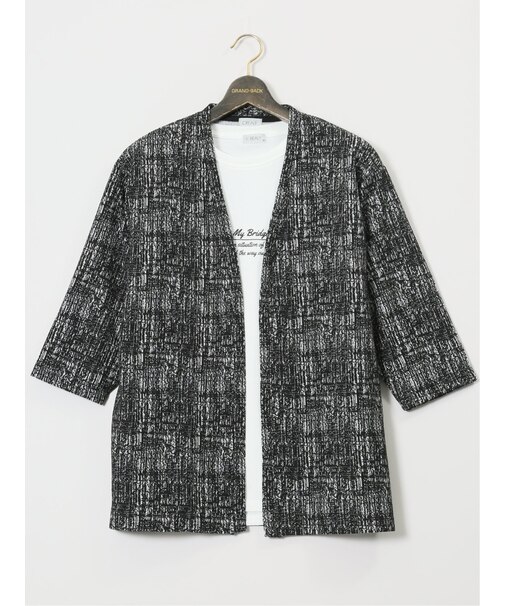 【大きいサイズ】クリアリー/CREALY 7分袖カーディガン&半袖Ｔシャツ アンサンブル