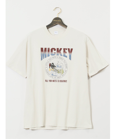 【大きいサイズ】ミッキーマウス ピグメント風プリント クルーネック半袖Ｔシャツ