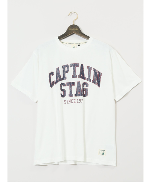 【大きいサイズ】キャプテンスタッグ/CAPTAIN STAG ビンテージプリント クルーネック半袖Ｔシャツ