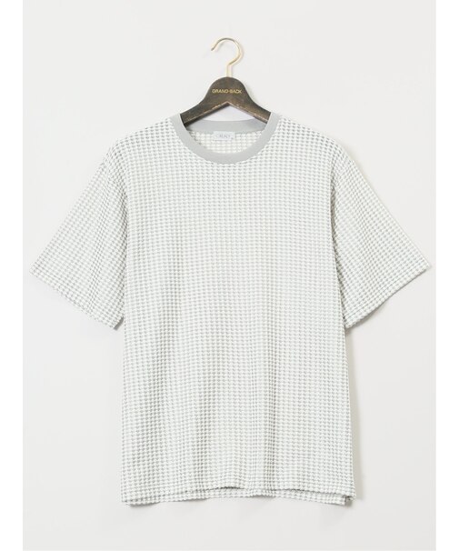 【大きいサイズ】クリアリー/CREALY ワッフル クルーネック半袖Tシャツ