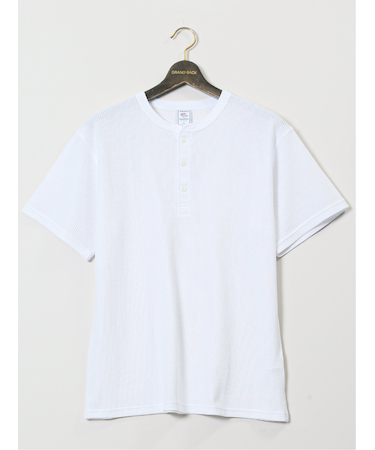 【大きいサイズ】ジェーイーモーガンロングジョーンズ/JEMORGAN LONG JOHNS ワッフル ヘンリー半袖Tシャツ