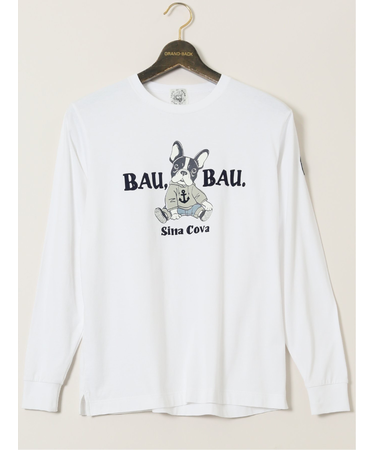 【大きいサイズ】シナコバ/SINA COVA 綿天竺 BAUBAU クルーネック長袖Tシャツ