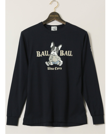 【大きいサイズ】シナコバ/SINA COVA 綿天竺 BAUBAU クルーネック長袖Tシャツ