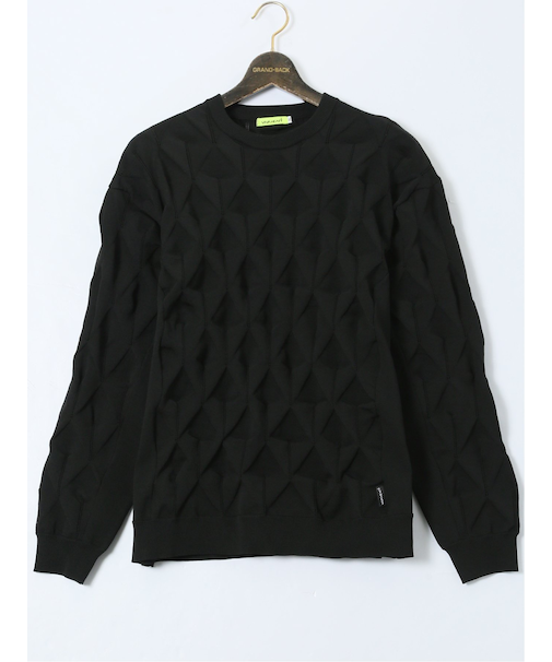 【大きいサイズ】ビバハート/VIVA HEART ストレッチ ハンドウォッシャブル 3Dアーガイル柄 クルーニット