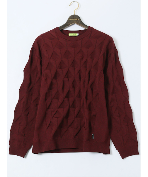 【大きいサイズ】ビバハート/VIVA HEART ストレッチ ハンドウォッシャブル 3Dアーガイル柄 クルーニット