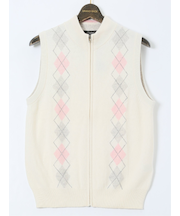 【大きいサイズ】グランバック/GRAND-BACK カシミヤ100% フルジップ ニットベスト