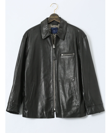 【大きいサイズ】ジーステージ/G-stage シープレザー 衿付き フルジップブルゾン