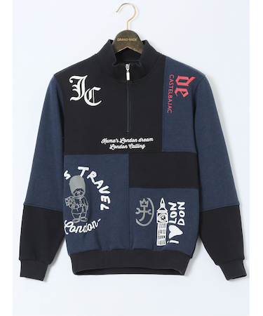 【大きいサイズ】カステルバジャック/CASTELBAJAC ストレッチ ボンバーヒート 切替トレーナー