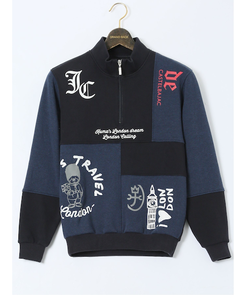 【大きいサイズ】カステルバジャック/CASTELBAJAC ストレッチ ボンバーヒート 切替トレーナー