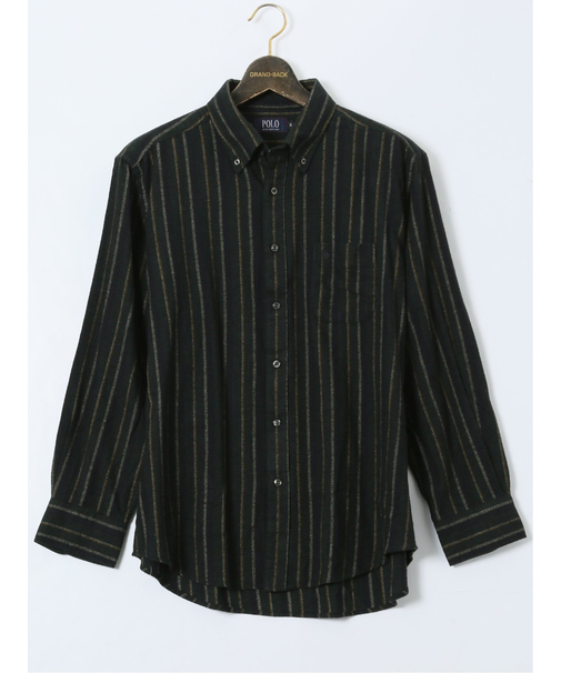 【大きいサイズ】ポロ・ビーシーエス/POLO BCS 綿ツイル 起毛ストライプ ボタンダウン長袖シャツ