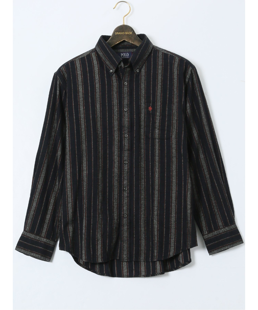【大きいサイズ】ポロ・ビーシーエス/POLO BCS 綿ツイル 起毛ストライプ ボタンダウン長袖シャツ